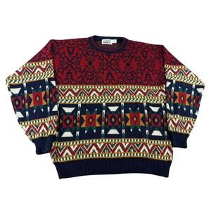 Vintage Trend Basics Holiday Sweater Men‎ XLT Multi Geometric Aztec Acrylic Knit